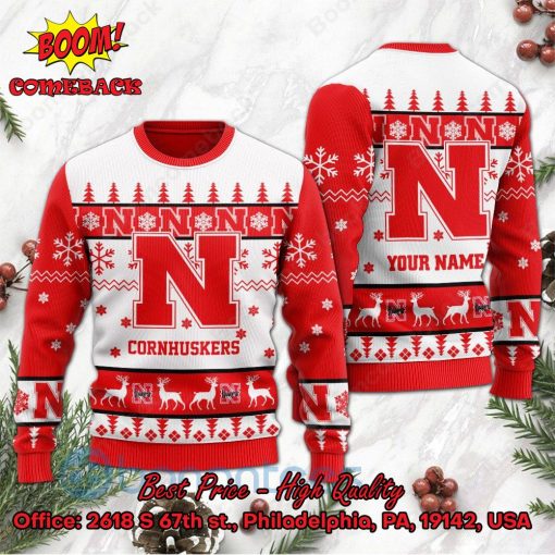 Nebraska Cornhuskers Personalized Name Ugly Christmas Sweater