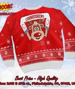 nebraska cornhuskers reindeer ugly christmas sweater 3 E4n6B