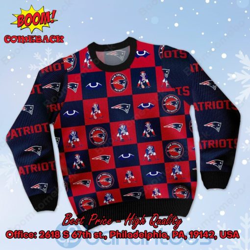 New England Patriots Logos Ugly Christmas Sweater