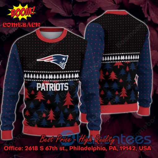 New England Patriots Pine Trees Ugly Christmas Sweater