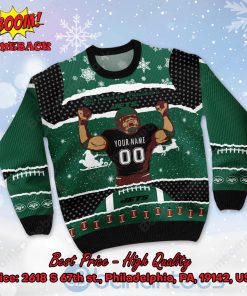 new york jets all i need for christmas is jets custom name number ugly christmas sweater 2 tcJim