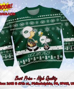 New York Jets Charlie Brown Peanuts Snoopy Ugly Christmas Sweater