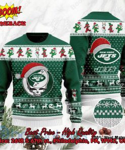New York Jets Grateful Dead Santa Hat Ugly Christmas Sweater