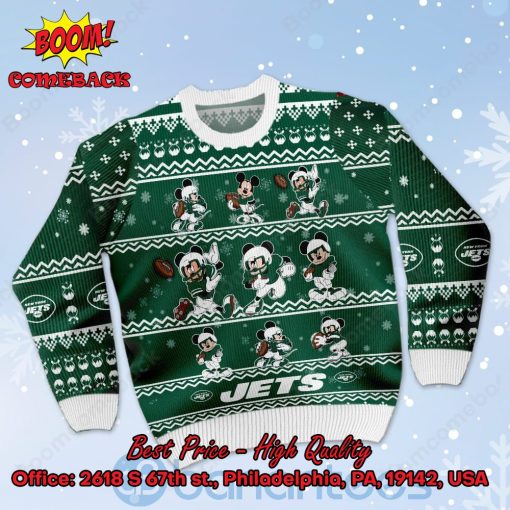 New York Jets Mickey Mouse Postures Style 1 Ugly Christmas Sweater