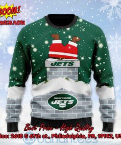 new york jets santa claus on chimney personalized name ugly christmas sweater 2 epYKU
