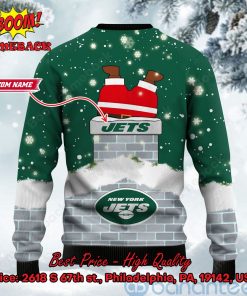 new york jets santa claus on chimney personalized name ugly christmas sweater 3 hpnz4
