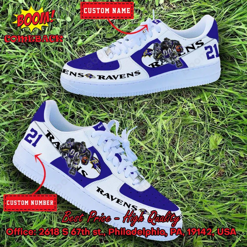 Personalized NFL Baltimore Ravens Custom Name Air Force Shoes - Tagotee