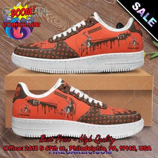 NFL Cleveland Browns Louis Vuitton Theme Custom Nike Air Force Sneakers