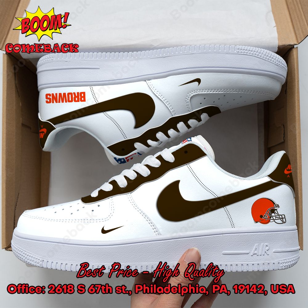 NFL Cleveland Browns White Nike Air Force Sneakers