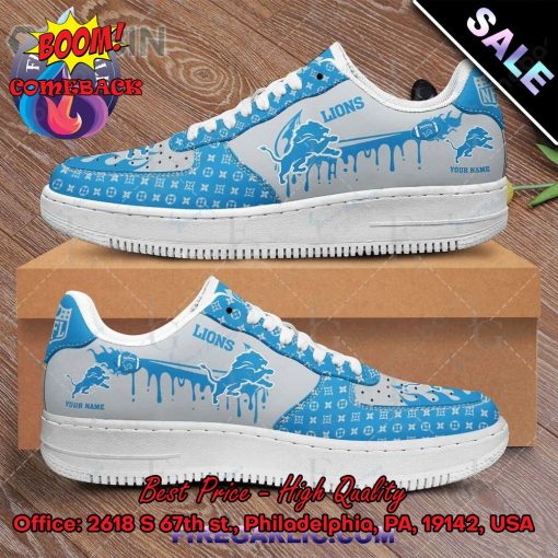 NFL Detroit Lions Louis Vuitton Theme Custom Nike Air Force Sneakers