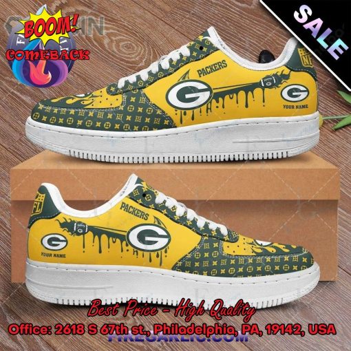 NFL Green Bay Packers Louis Vuitton Theme Custom Nike Air Force Sneakers