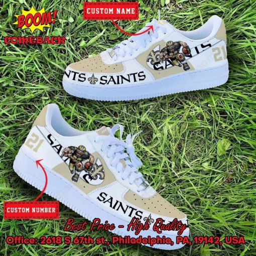 NFL New Orleans Saints Mascot Personalized Nike Air Force Sneakers