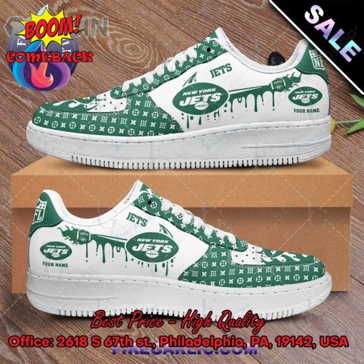 NFL New York Jets Louis Vuitton Theme Custom Nike Air Force Sneakers