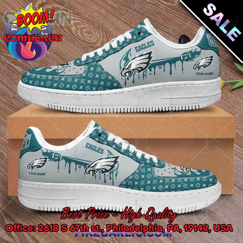 NFL Philadelphia Eagles Louis Vuitton Theme Custom Nike Air Force Sneakers