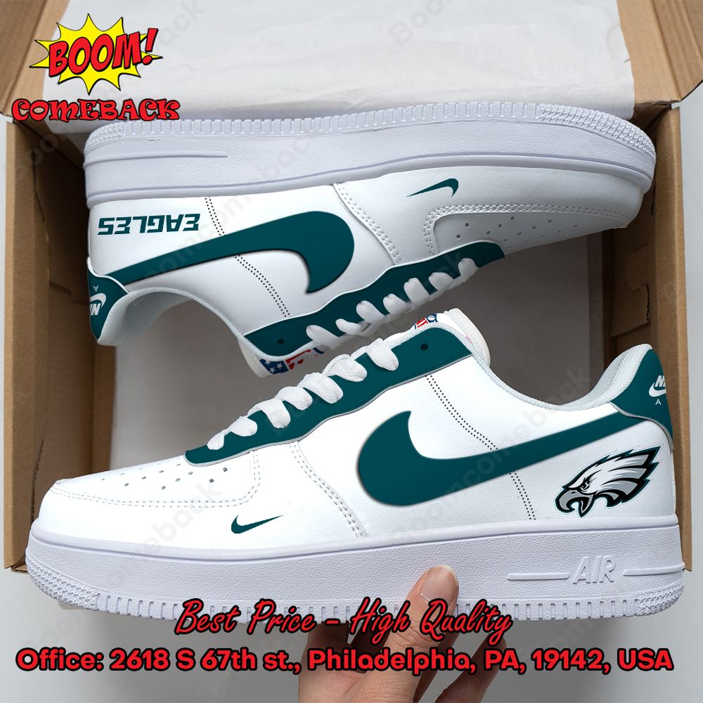 LIMITED DESIGN NFL Philadelphia Eagles White Nike Air Force Sneakers