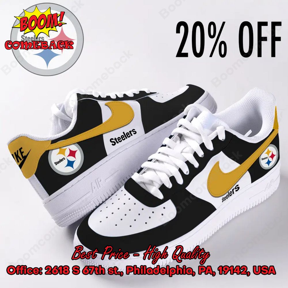 LIMITED DESIGN NFL Pittsburgh Steelers Logo Nike Air Force Sneakers