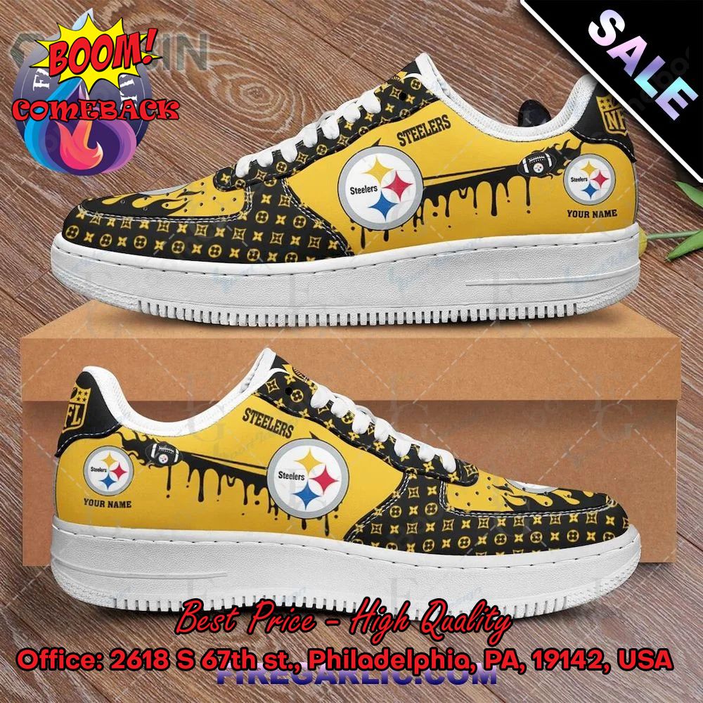 NFL Pittsburgh Steelers Louis Vuitton Theme Custom Nike Air Force Sneakers