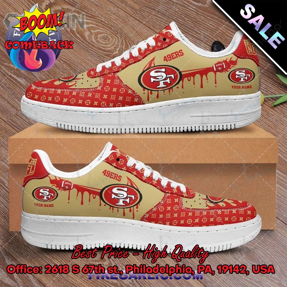 NFL San Francisco 49ers Louis Vuitton Theme Custom Nike Air Force Sneakers