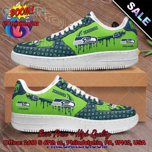 NFL Seattle Seahawks Louis Vuitton Theme Custom Nike Air Force Sneakers