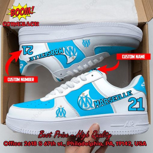 Olympique Marseille Personalized Name And Number Nike Air Force Sneakers