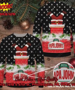 Papa John’s Pizza Santa Claus On Chimney Ugly Christmas Sweater