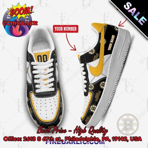 Personalized NHL Boston Bruins Nike Air Force Sneakers
