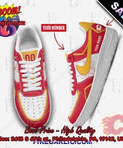 Personalized NHL Calgary Flames Nike Air Force Sneakers