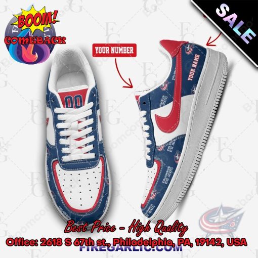 Personalized NHL Columbus Blue Jackets Nike Air Force Sneakers