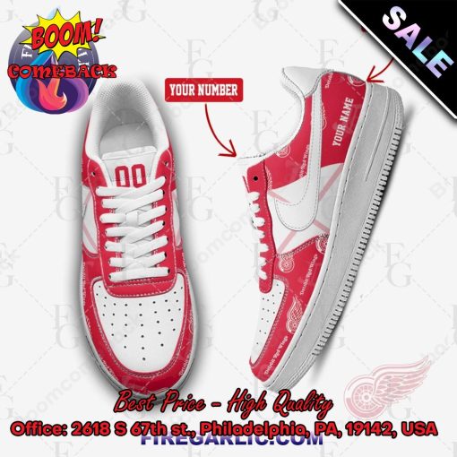 Personalized NHL Detroit Red Wings Nike Air Force Sneakers