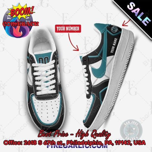 Personalized NHL San Jose Sharks Nike Air Force Sneakers