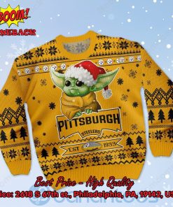 pittsburgh steelers baby yoda santa hat ugly christmas sweater 2 gJbA3