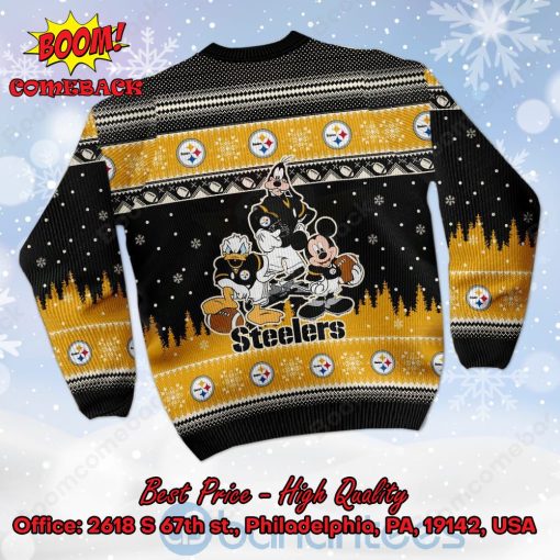 Pittsburgh Steelers Disney Characters Personalized Name Ugly Christmas Sweater