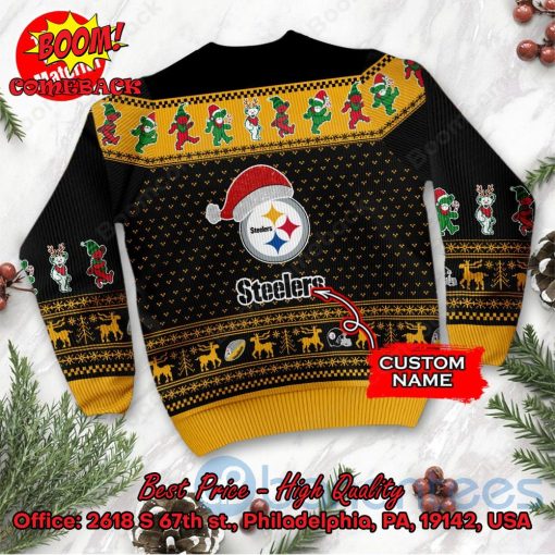 Pittsburgh Steelers Grateful Dead Santa Hat Ugly Christmas Sweater