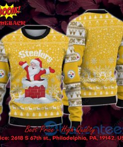 Pittsburgh Steelers Happy Santa Claus On Chimney Ugly Christmas Sweater