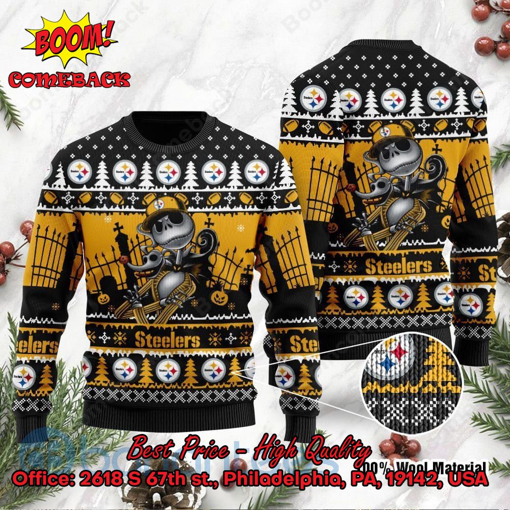 Pittsburgh Steelers Jack Skellington Halloween Ugly Christmas Sweater