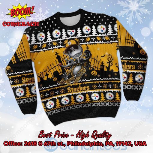 Pittsburgh Steelers Jack Skellington Halloween Ugly Christmas Sweater