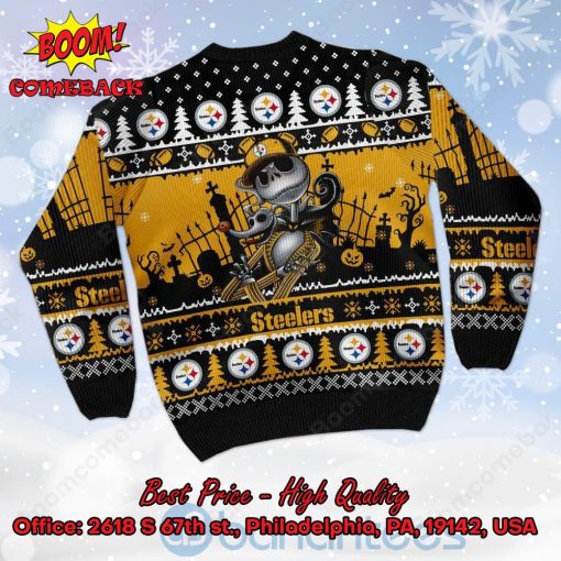 Pittsburgh Steelers Jack Skellington Halloween Ugly Christmas Sweater