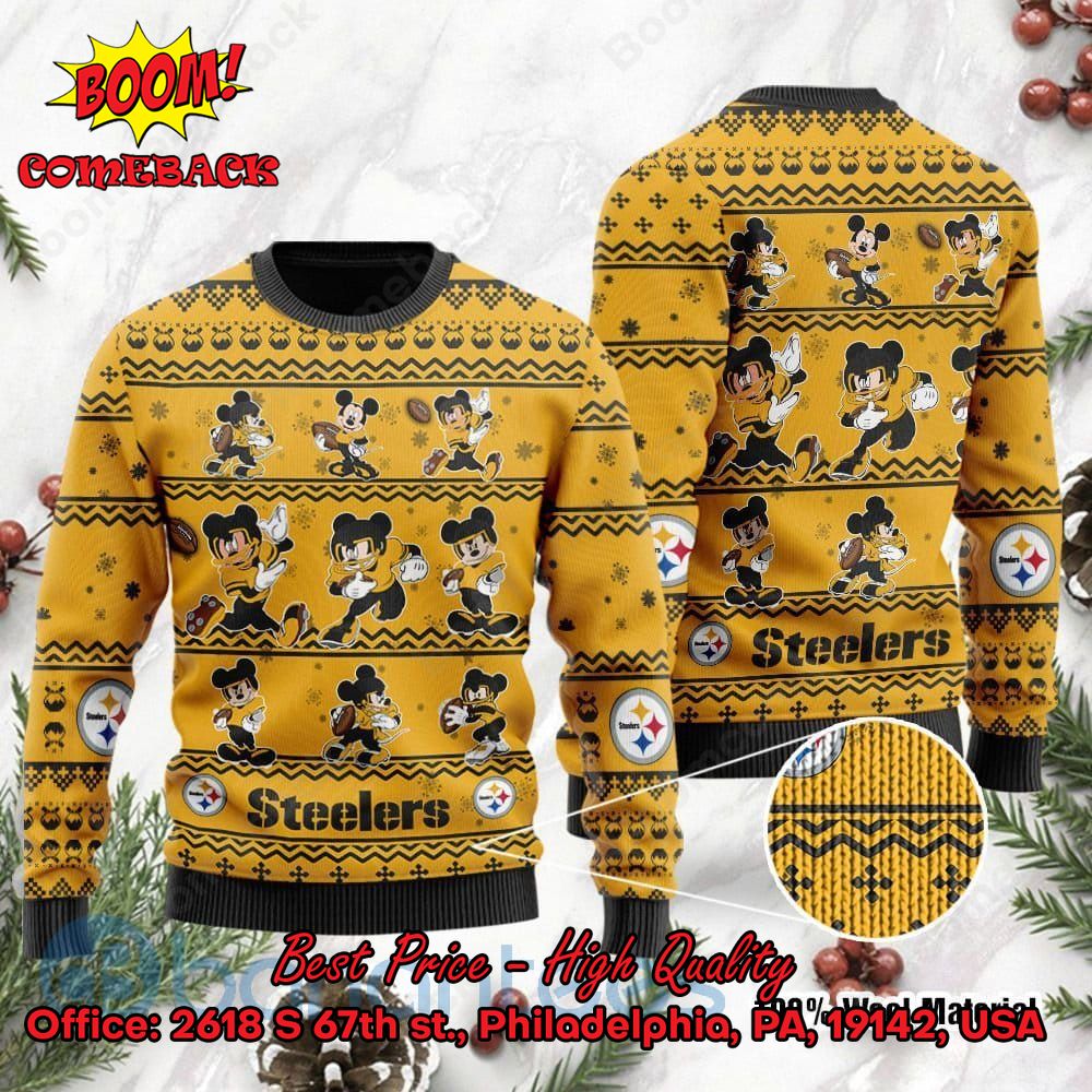 Pittsburgh Steelers Mickey Mouse Postures Style 1 Ugly Christmas Sweater