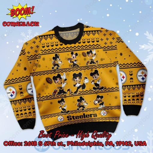 Pittsburgh Steelers Mickey Mouse Postures Style 1 Ugly Christmas Sweater