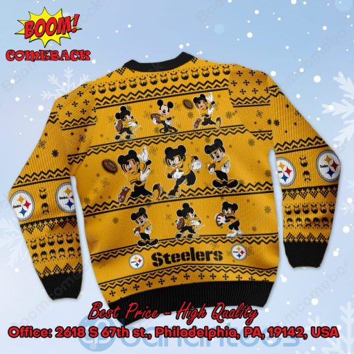 Pittsburgh Steelers Mickey Mouse Postures Style 1 Ugly Christmas Sweater