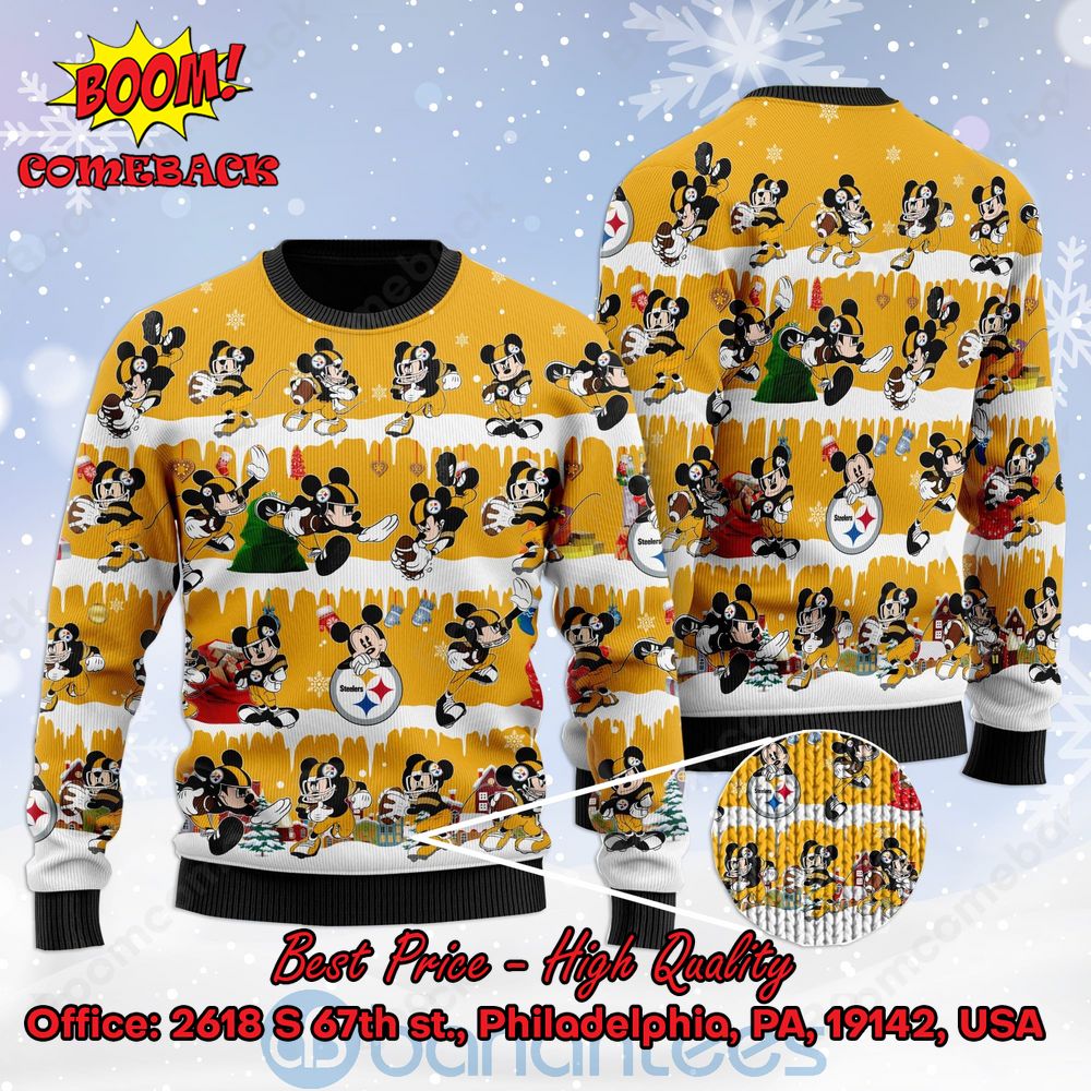 Pittsburgh Steelers Mickey Mouse Postures Style 2 Ugly Christmas Sweater