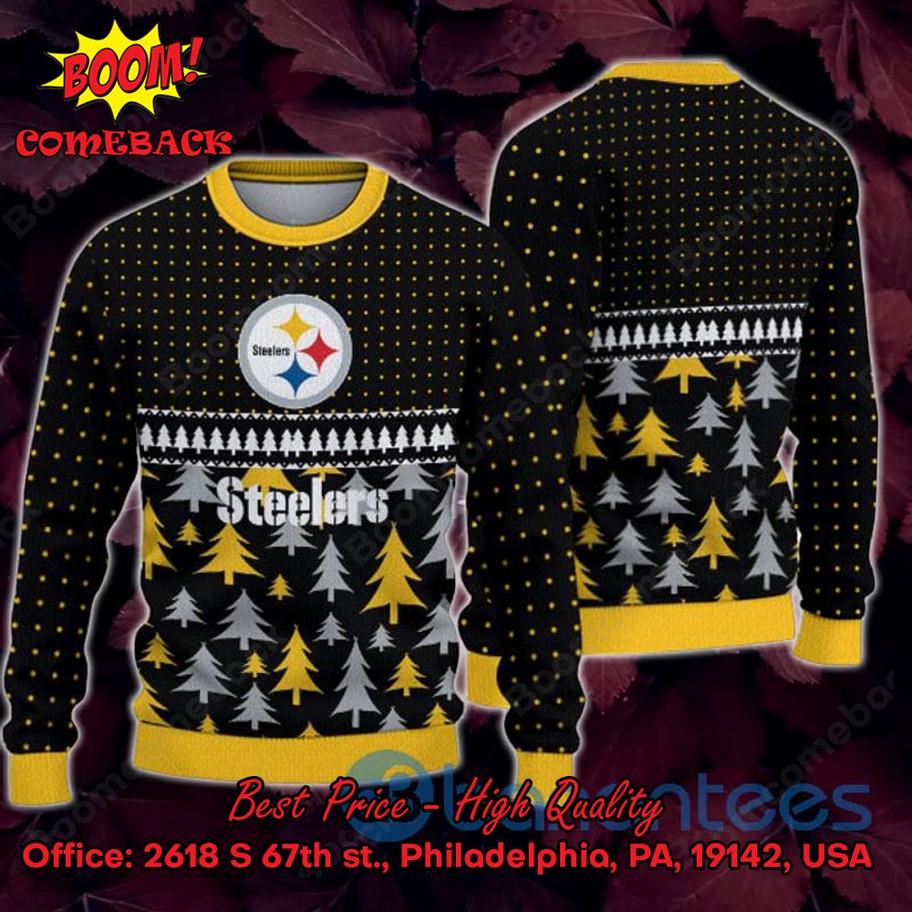 Pittsburgh Steelers Pine Trees Ugly Christmas Sweater