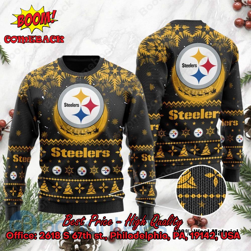 pittsburgh steelers santa claus in the moon ugly christmas sweater 1 01AJm