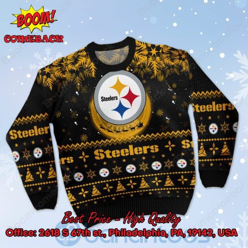 Pittsburgh Steelers Santa Claus In The Moon Ugly Christmas Sweater