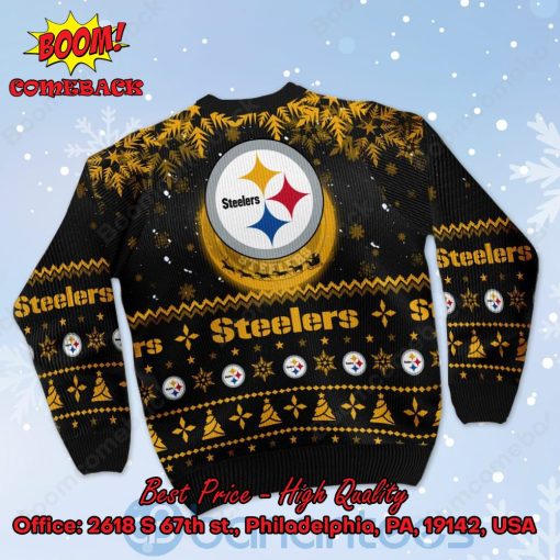 Pittsburgh Steelers Santa Claus In The Moon Ugly Christmas Sweater