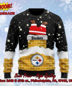 pittsburgh steelers santa claus on chimney personalized name ugly christmas sweater 2 ihjR4