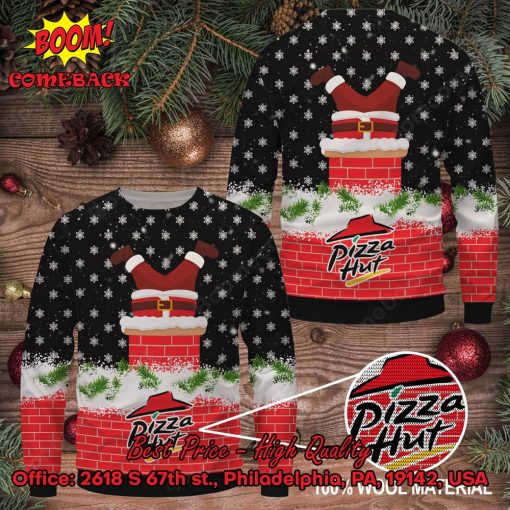 Pizza Hut Santa Claus On Chimney Ugly Christmas Sweater