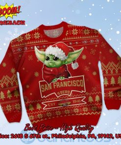 san francisco 49ers baby yoda santa hat ugly christmas sweater 2 4cv1p