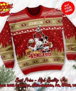 San Francisco 49ers Disney Characters Personalized Name Ugly Christmas Sweater
