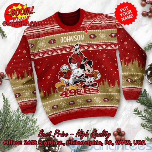 San Francisco 49ers Disney Characters Personalized Name Ugly Christmas Sweater